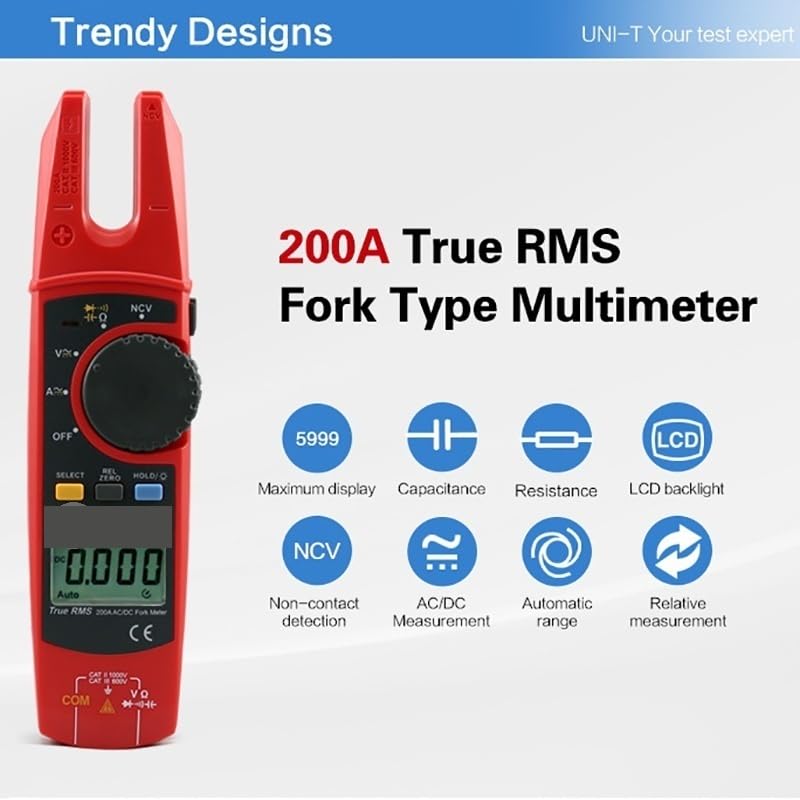 UT256B Multimetro digitale a forcella True RMS for auto 200A AC DC Amperometro a pinza Tester NCV Voltmetro Ohm Cap Auto Range Altro