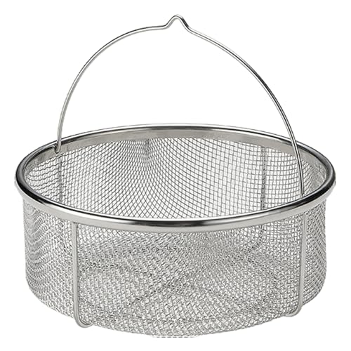 Cesta de vapor de acero inoxidable, diseño plegable con asa, colador inoxidable, herramienta portátil de lavado de arroz, tamaño compacto, material de acero inoxidable, 8.2 x 8.2 x 7.6 pulgadas
