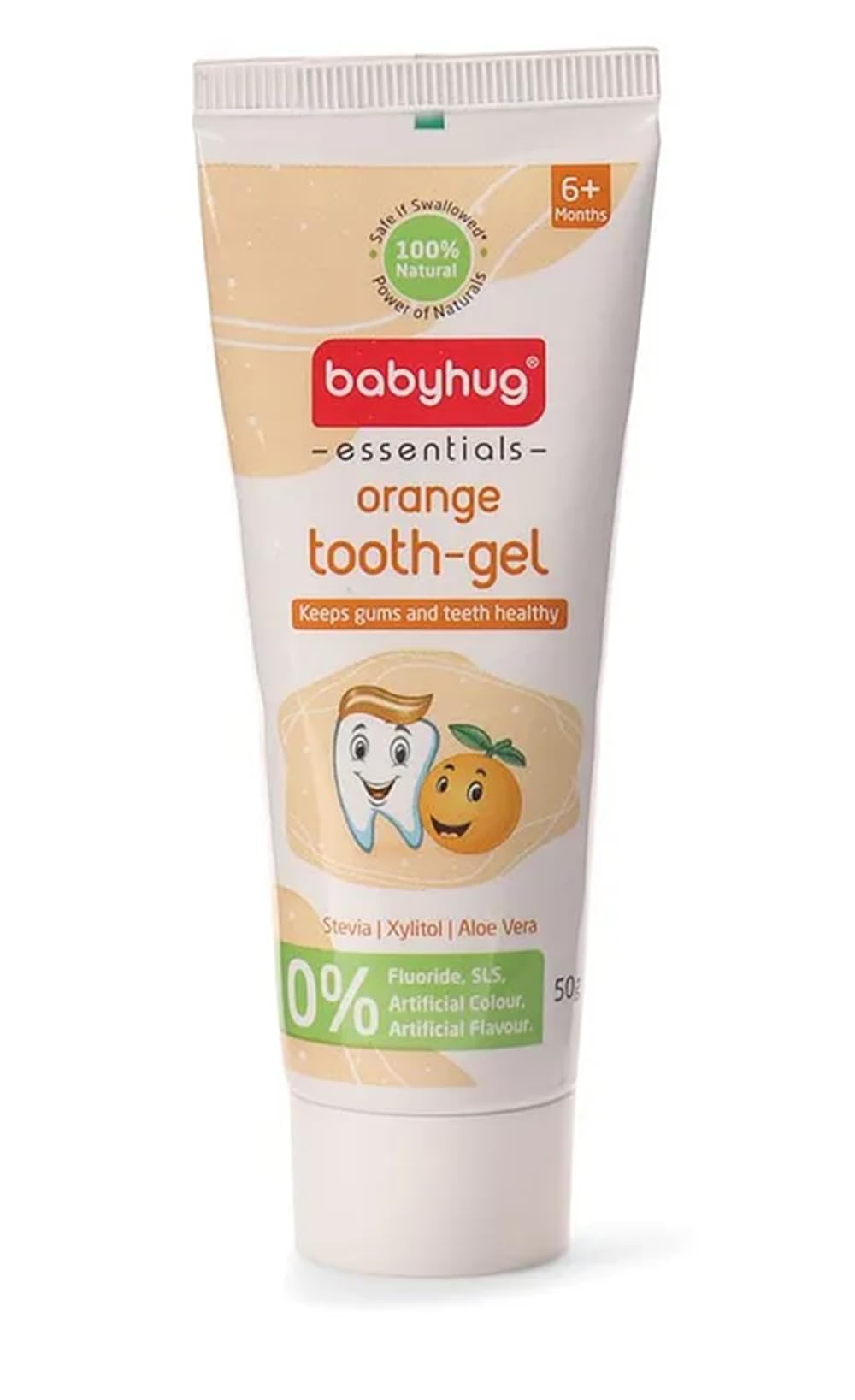 Babyhug Orange Flavoured Tooth Gel for Ages 6 Months+ |100% Natural Ingredients Fluoride Free No SLS/SLES- 50 g (1) 1