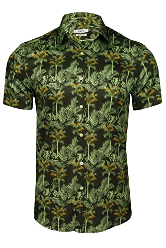 Chemise Hawaïenne Homme en Coton à Manches Courtes et Motif Fleuri