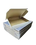 Lot de 25 boîtes en carton pour envoi postal automontable. Paquetterie, ecommerce, packaging, emballages, vêtements, blanc, idéal pour offrir. Résistant et ferme. Dimensions : 32 x 23 x 5 cm