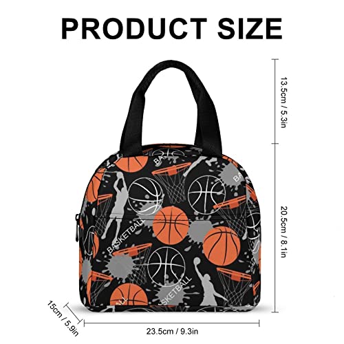 Basketball Sport Pattern Lunch Tote Bags For Women Men Meal Box Insulated Reusable Portable Food Storage Cooler Pack #TOP1