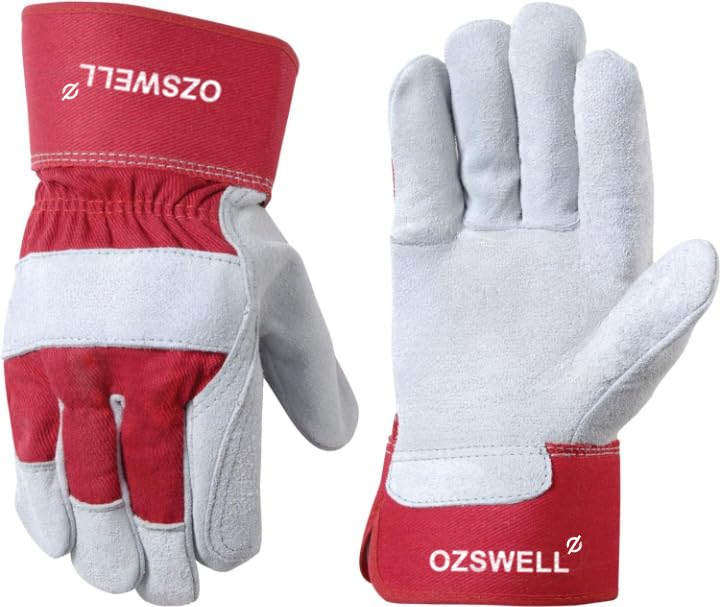 OZSWELL Rigger Canadian Split Leather Gloves Heat Cut Wear Tear Resistant Machines Welding Heavy Duty Industrial Cotton Comfort Fit Leather Safety Gloves (B0D1848VQY) Amazon Price History, Amazon Price Tracker