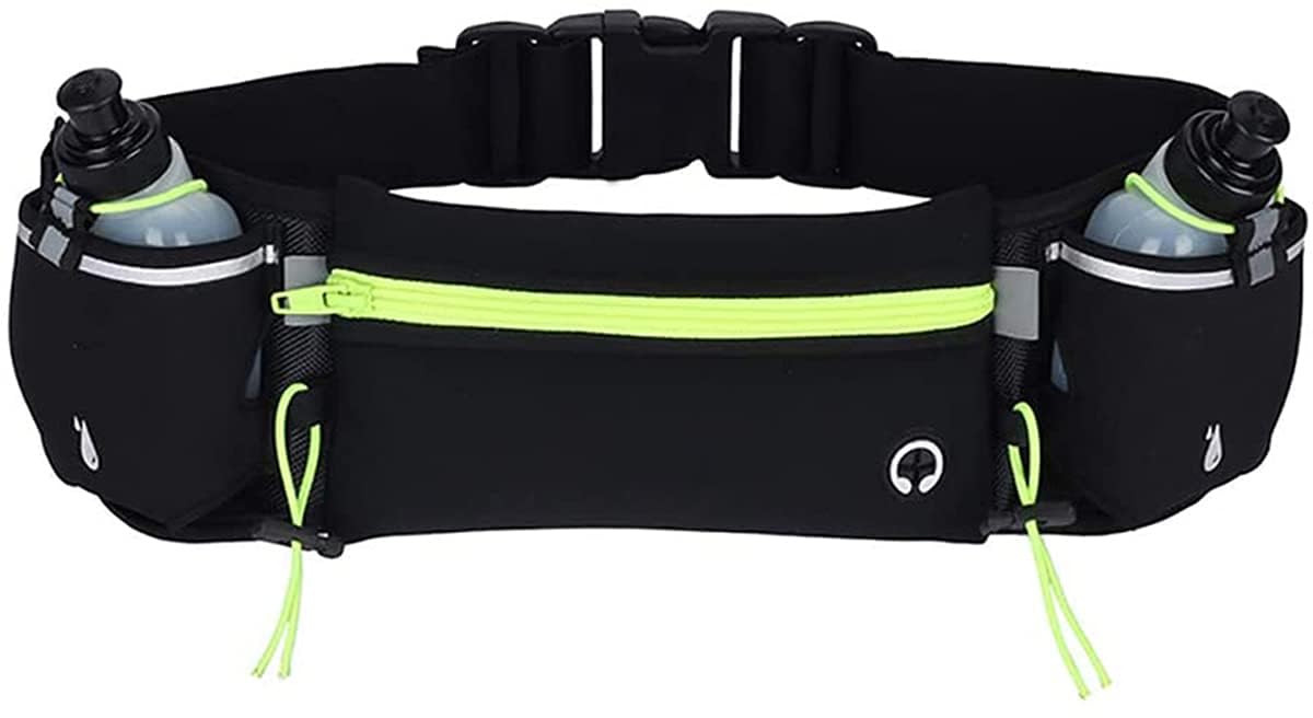 Running Waist Pack Belt Bag with 2 Water Bottle Holder Reflective Fanny Pack by KASTWAVE for Jogging Riding Walking