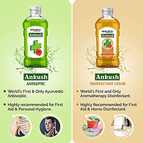 Image of Keya Seth Aromatherapy, Ankush Ayurvedic Antiseptic Liquid, No Burning Sensation for First Aid & Personal Hygiene, Enriched with Neem, Tulsi, Lavender & Rose Essential Oil 100ml (Pack of 6)