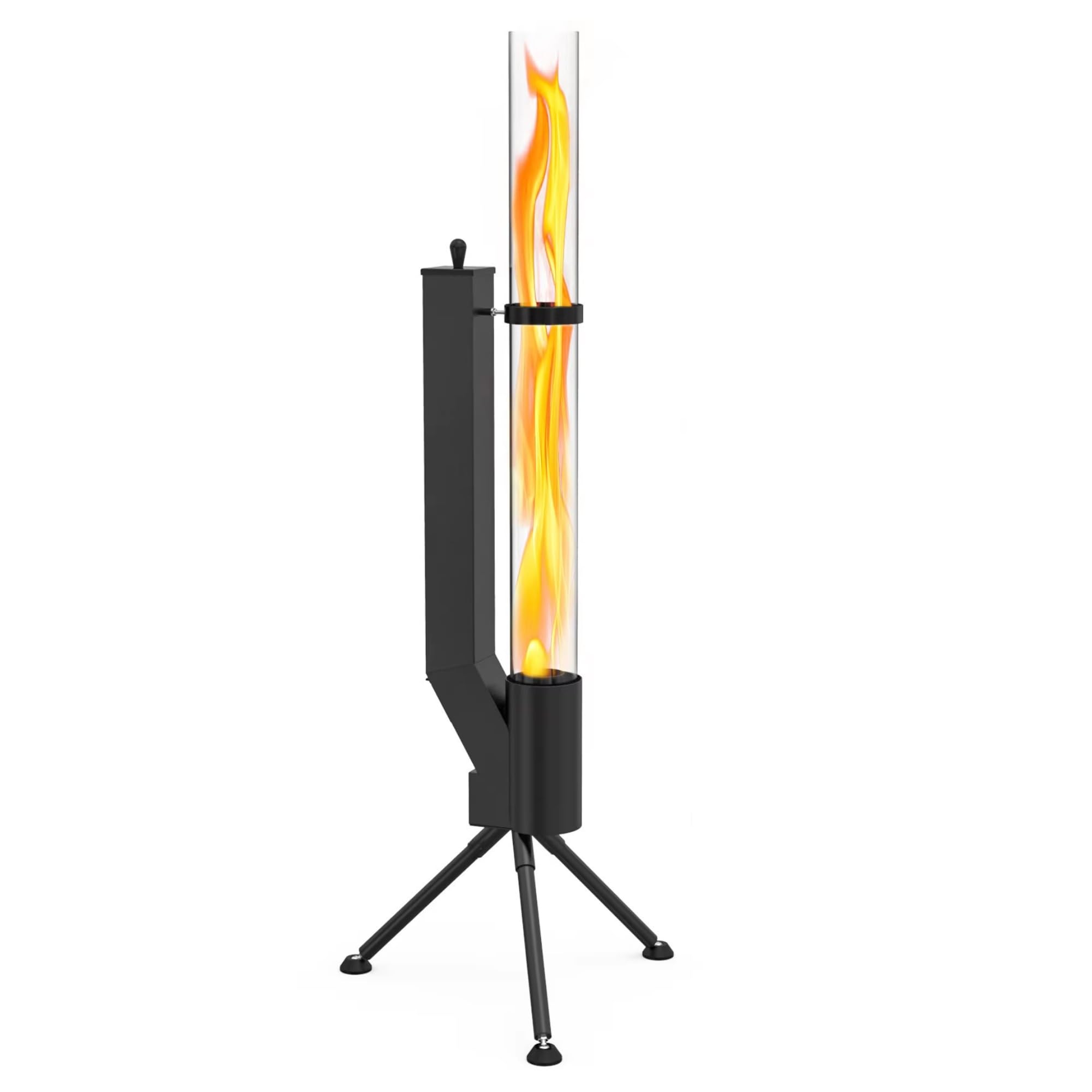 Albatros Torche à granulés de qualité supérieure - Noir - Poêle fusée pour le jardin - Avec tuyau de feu en verre - Chauffage de terrasse - Foyer d'extérieur sans électricité - Jusqu'à 2 heures de