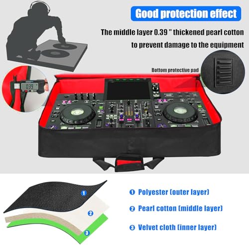 Image of GIG Master DJ Console & Controller Cover /Safety Case /Backpack for Pioneer DJ DDJ-GRV6, Heavy Padded Light Weight with Double Pocket (Black)