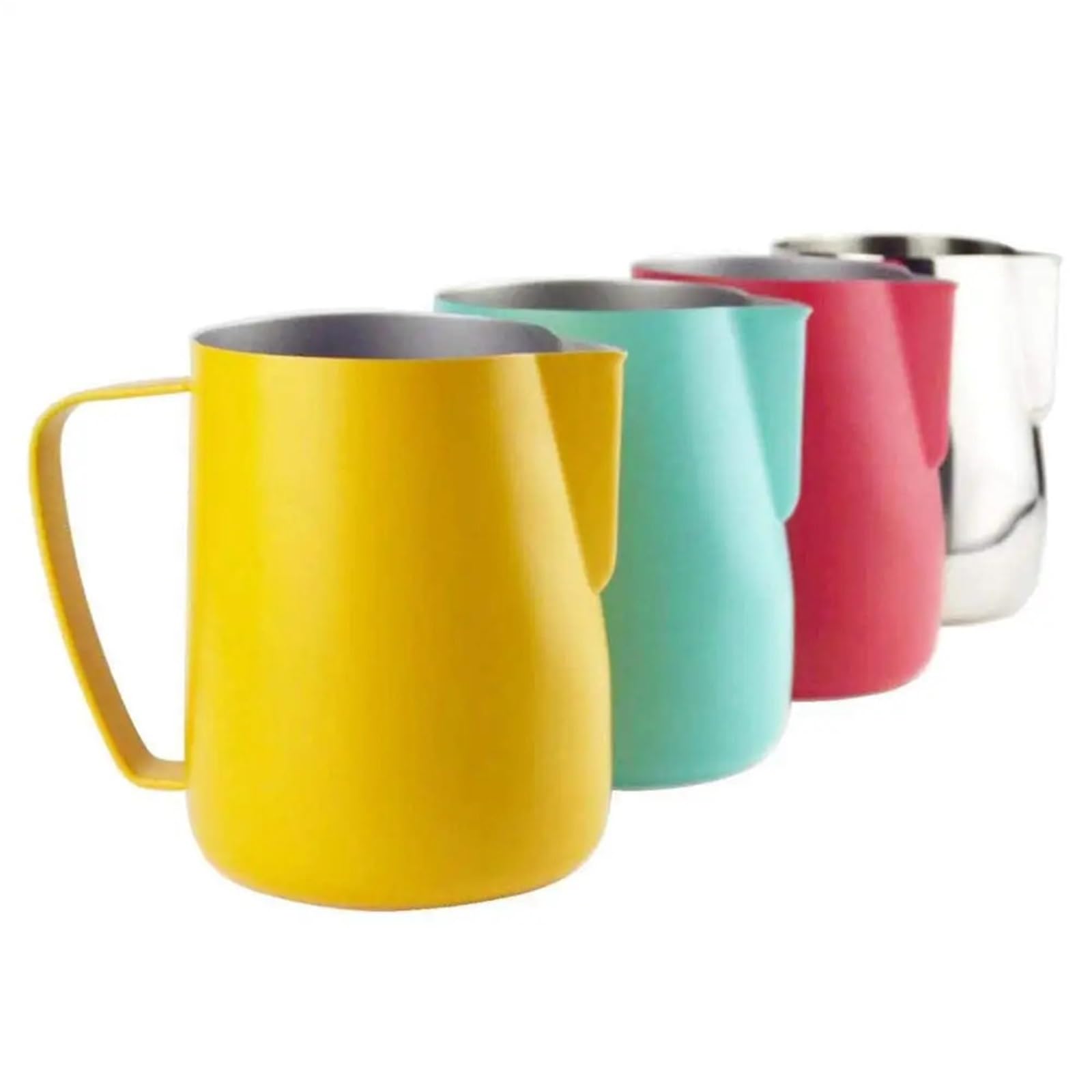 Jarra de espuma de café con leche humeante, jarra de leche antiadherente de acero inoxidable, taza de flores perfecta for arte de café con leche, 2 uds.(Green,350ml)