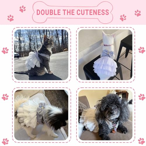 Image of Dog Dresses, Fashion Pet Dog Clothes, Striped Mesh Puppy Dogs Princess Dresses (Blue, Small)