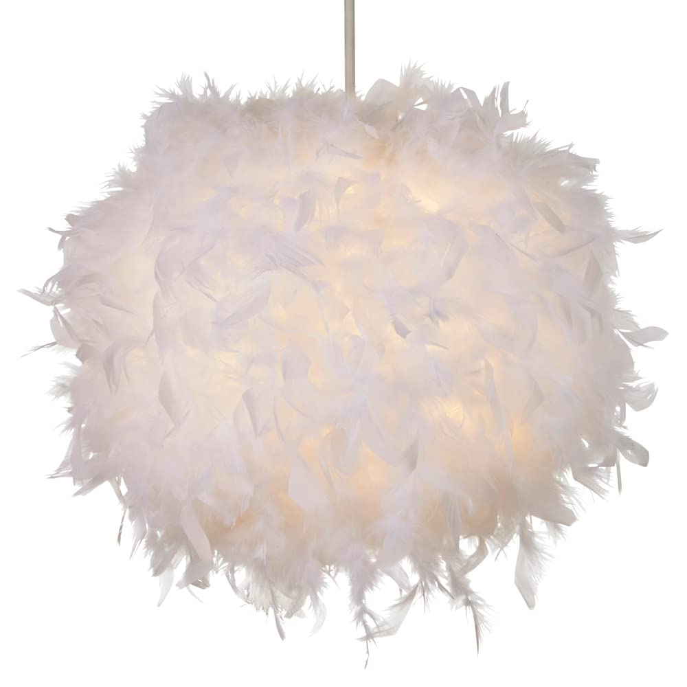 Litecraft Glow Light Shade 40 cm Easy Fit Feather Ball Children's Lampshade - White