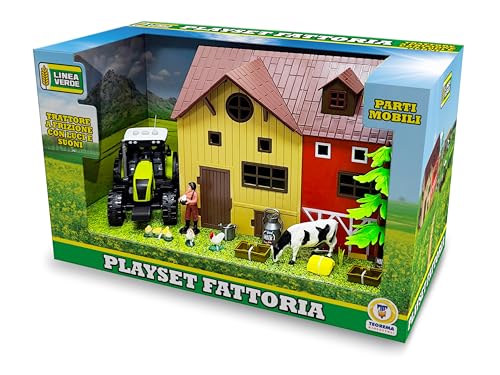 Teorema Giocattoli, Playset Granja Animales niños con establo, Tractor con Luces y Sonidos, Vaca y Muchos Accesorios, Juegos educativos 3 años, establo Juguete