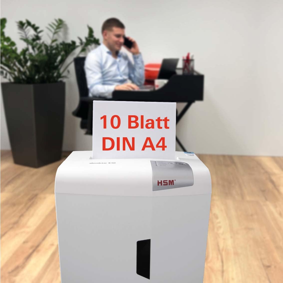 HSM shredstar X10 Aktenvernichter I Partikelschnitt 4,5x30 mm I 10 Blatt | Sicherheitsstufe P-4 I Leiser Home Office Schredder für Papier, CD/DVD, Kreditkarten I 20l Auffangbehälter I 2 Jahre Garantie