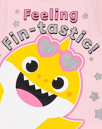 Baby Shark Girls Pajama Set | Kids Pink T-Shirt & Shorts PJs Loungewear | Feeling Fin-tastic Pajama Nightwear Gift Set3
