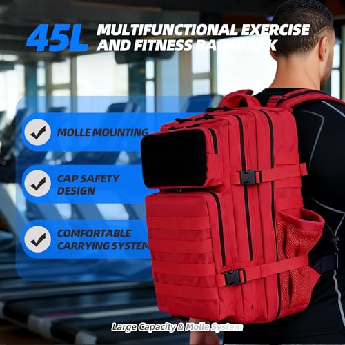 Image of gracedon Tactical Backpack for Men 3 Day Rucksacks for Trekking Camping (red)