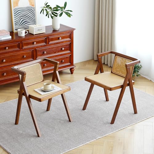 Furlide Rattan Dining Chairs Set of 2, Mid-Century Accent Armchair, Wicker Chair, Outdoor Bamboo Chair for Dining Room, Living Room, Bedroom, Kitchen, Walnut Furlide Rattan Dining Chairs Set of 2, Mid-Century Accent Armchair, Wicker Chair, Outdoor Bamboo Chair for Dining Room, Living Room, Bedroom, Kitchen, Walnut