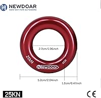 Vista 1 de NewDoar Rappel Ring 25kN Oro Grande O-Ring Cuerda Conector para Escalada Arborista Rescate Hamaca y Slackline