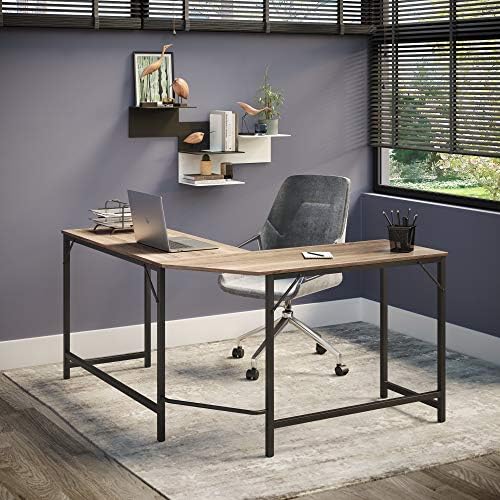Hallowood Furniture Dudley Large Corner Office Desk  Computer Desk for Home with Metal Legs & Wooden Top  Study Table for Children & Adults  Work Desk and Office Table  PC Table