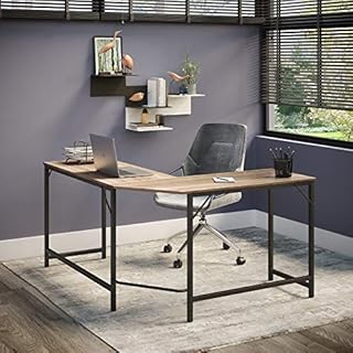 Hallowood Furniture Dudley Large Corner Office Desk  Computer Desk for Home with Metal Legs & Wooden Top  Study Table for Children & Adults  Work Desk and Office Table  PC Table