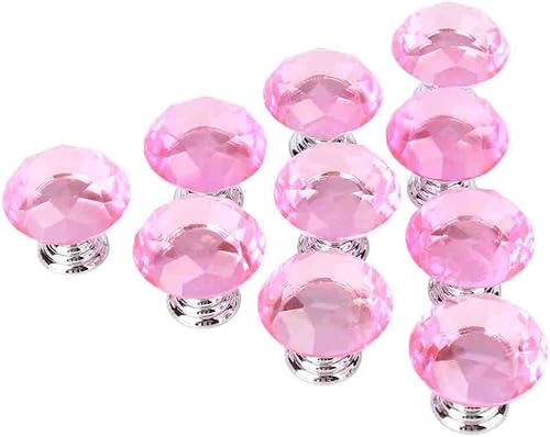Miniatura 5 de TOPINCN Pink Crystal Glass Door Knobs, 10PCS, High Gloss Cabinet Knobs Cupboards Door Knobs with Screws Suitable for Drawer, Cabinet, Wardrobe 30mm