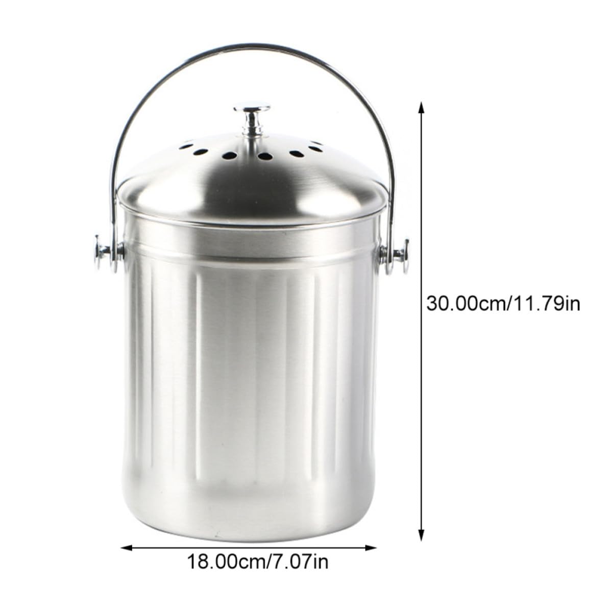 OSALADI Küchen Mülleimer aus Edelstahl mit Deckel und Aktivkohlefilter, geruchsdichter Kompostbehälter für Bioabfall, kompakt für Innenräume, 2,8 Liter
