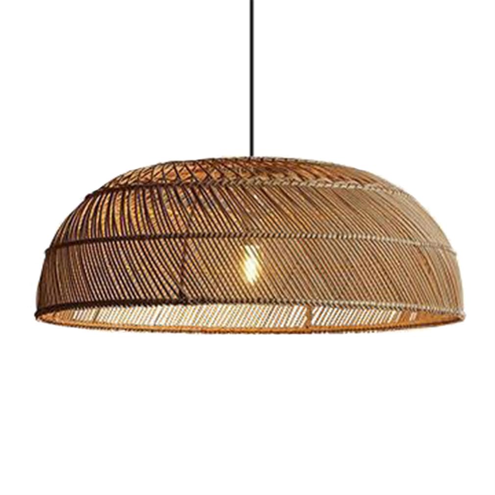 TCHAUSGZOZ Natural Boho Bamboo Dome Lamp Shade - 19.7'' x 9.8'' Vintage Rattan Chandelier for Kitchen, Dining Room, and Living Spaces