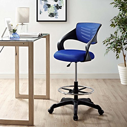 Image of Modway Thrive Drafting Chair - Tall Office Chair for Adjustable Standing Desks in Blue