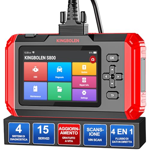 KINGBOLEN Diagnostica Auto Italiano,S800 OBDII Diagnosi Automatica 4 Sistema di diagnosi (ABS + SRS...