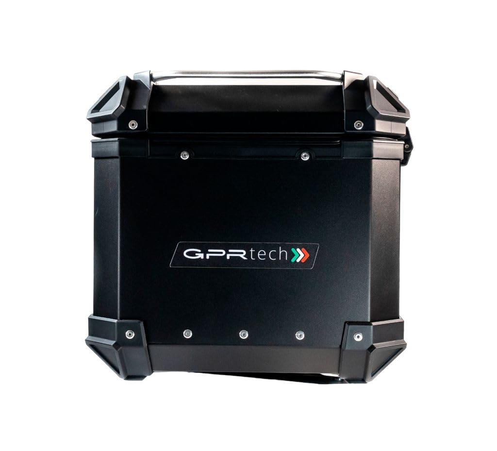 GPR Tech Compatible avec 350 T2 2022/2023 e5 Top Case ALPI-Tech 35 LT. Noir Top Case en Aluminium, Couleur Noire avec Plaque spécifique Incluse Capacité litres 35