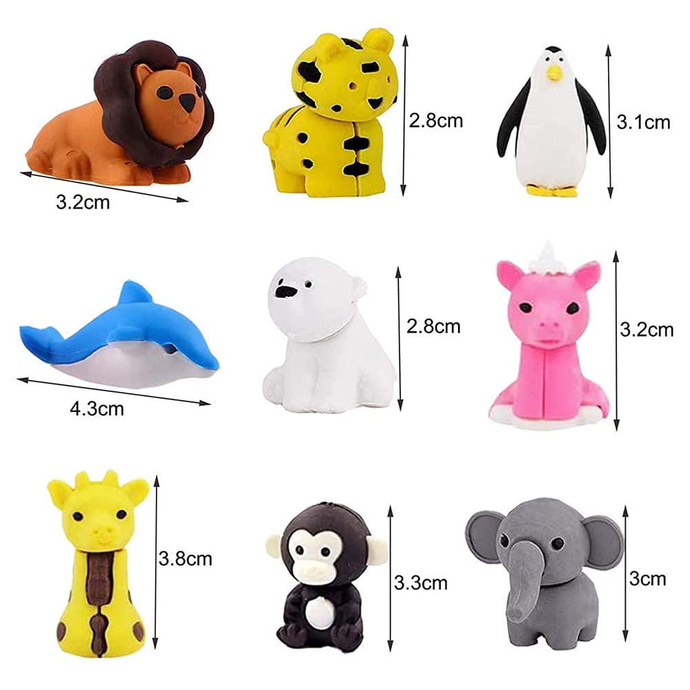 Oligitdi Cartoon Erasers Animal Eraser for Kids Different Shapes Pencil Erasers 3D Jungle Theme Cute Toy Fun Small Stylish Colourful Mini Cartoon Erasers Set for Gift- Set of 30 (Random Style) - Image 2 thumbnail