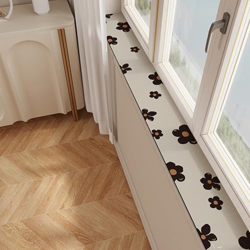 Alfombrilla de Ventana Almohadilla para Alféizar con Diseño Floral, Alfombrilla Impermeable para Balcón para El Alféizar de la Ventana, Almohadillas Estrechas para Colocar Encima de los Muebles(Style