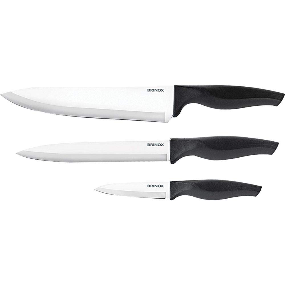 Brinox 3 Piece Cross Knife Set, Stainless Steel/Black, Brinox