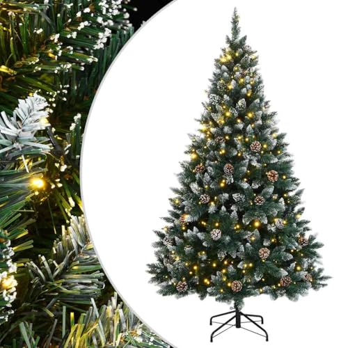 vidaXL Albero di Natale Artificiale Incernierato con 300 LED 180 cm, Albero di Natale Finto, Albero di Natale dall'aspetto Reale, Decorazione Natalizia