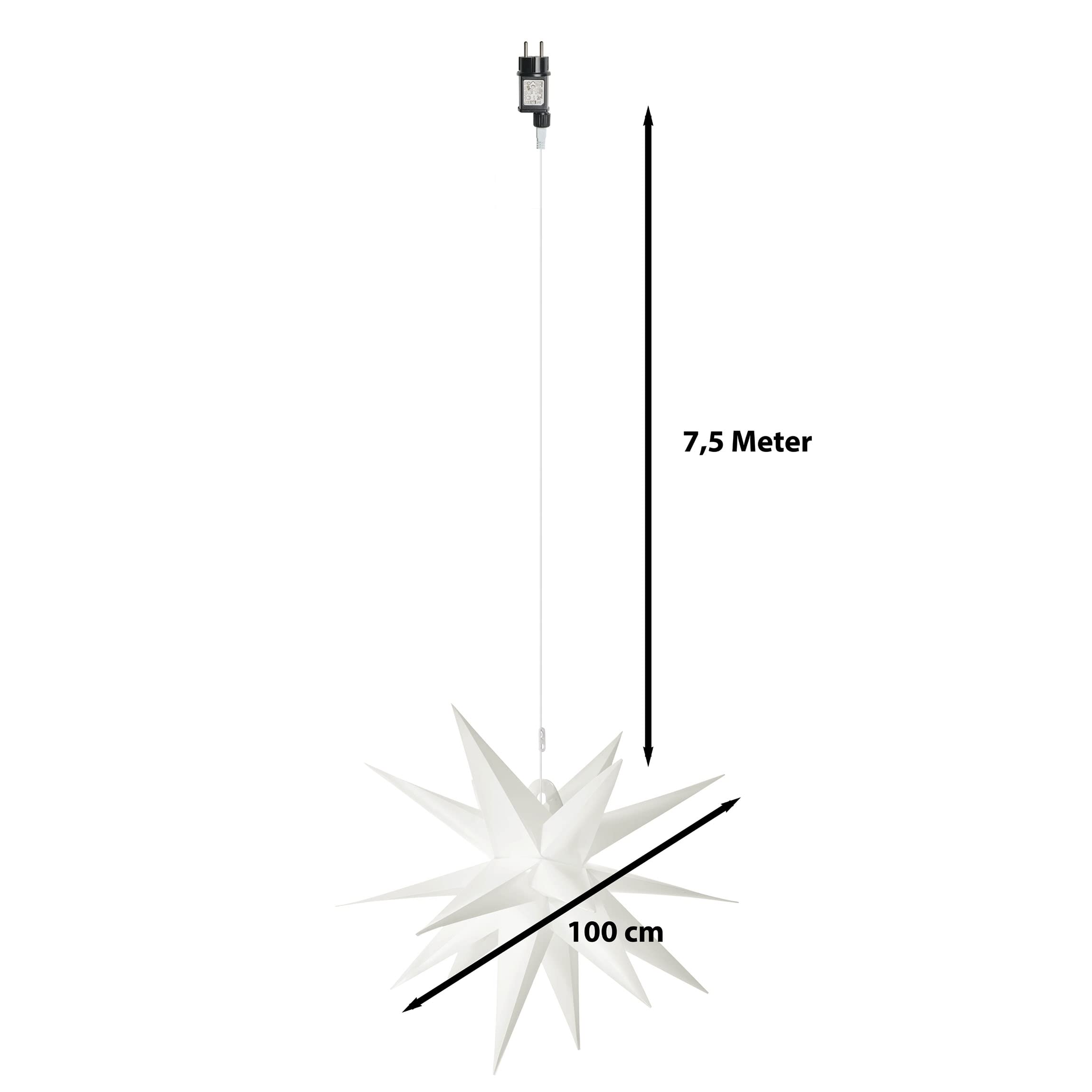 AMARE LED 3D Außenstern XXL Weiß ca. 100 x 100 x 100 cm (B x H x T), für den Innen- und Außenbereich, mit Timer, 100 cm - Netzbetrieb, 9700-1005-101, XXL Stern 100 cm