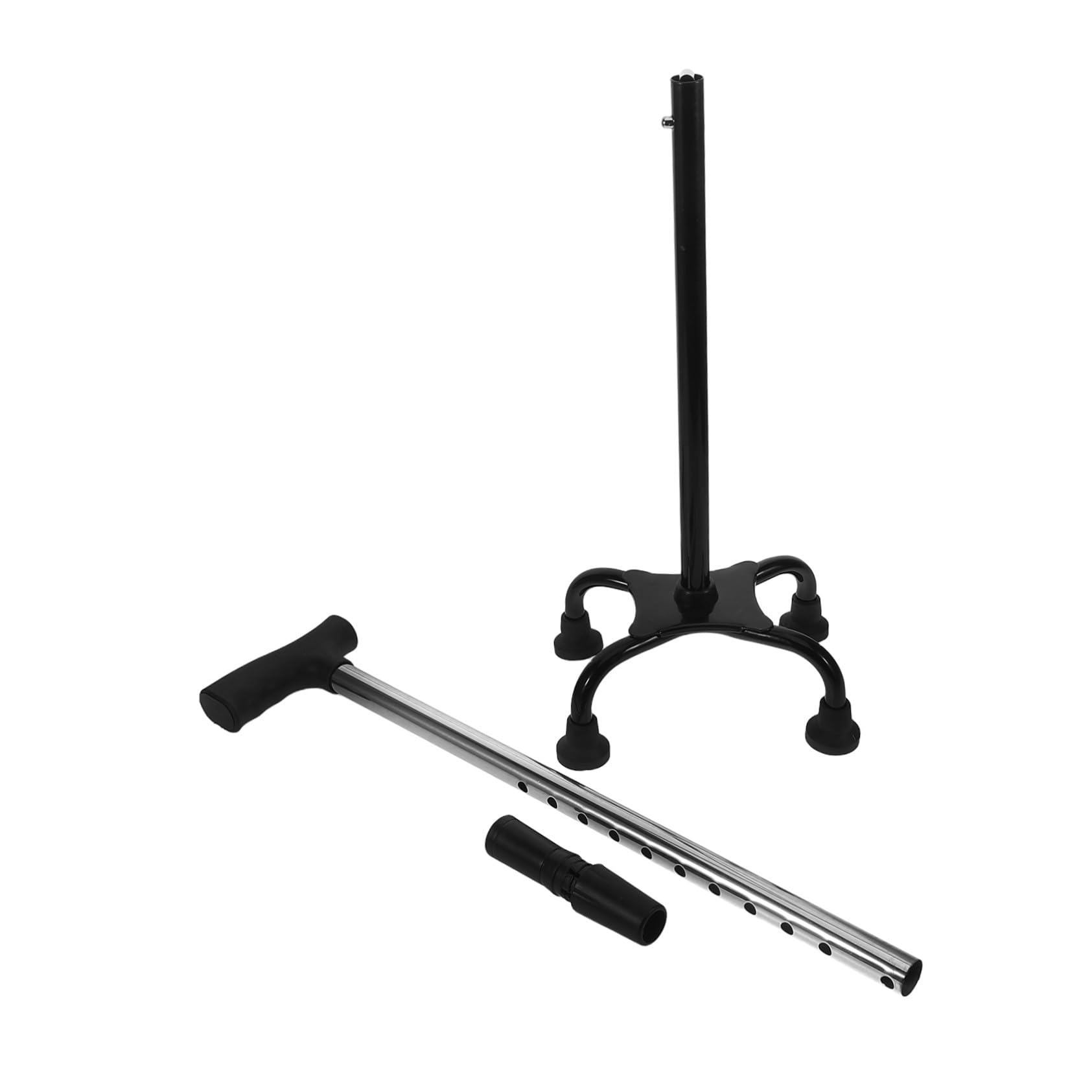 iplusmile Bastón de Trekking Plegable Ajustable para Personas Mayores Base Estable de Cuatro Patas Antideslizante Mango Ergonómico de Acero Inoxidable para Caminar y Uso Diario