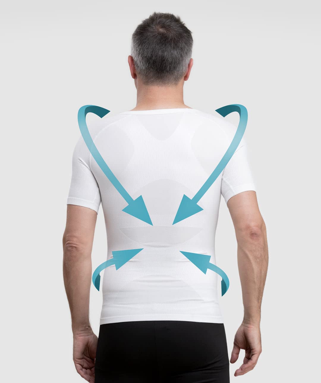 Camiseta Correctora de Postura Hombre sin Costuras | Sujeción Espalda y Hombros | Alivia el dolor de espalda | Compresión | Camiseta de cuerpo | Cuello en V | Comodidad Extrema