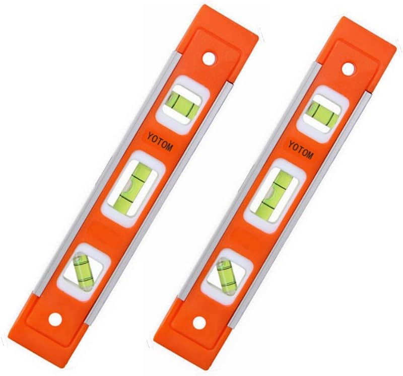 2pcs 9 inch Aluminum-Sided Magnetic Torpedo Level, Box Level Spirit Bubble level - Orange