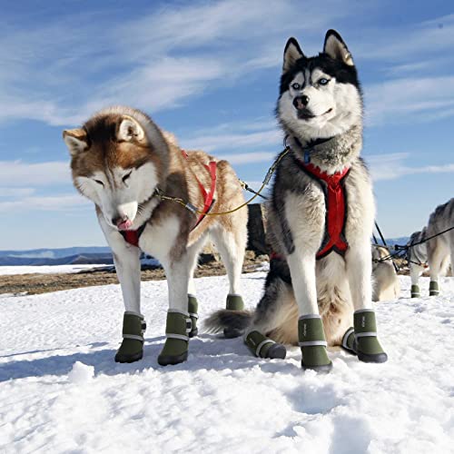 Furtime Dog Shoes Paw Protectors For Small Medium Large Dogs Boots With Reflective Strips Rugged Anti-Slip Rubber Sole For Outdoor Walking Winter Snow 4Pcs/Set #TOP4