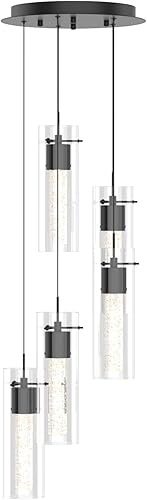 Miniatura 9 de Tawson Alice Moderna lámpara colgante de techo de 1 luz, LED integrado y vidrio de burbujas de alta calidad, para isla de cocina, pasillo, entrada,