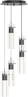Tawson Alice 5-Light Chandelier Pendant Ceiling Light, Integrated Led and Bubble Glass, for Kitchen Island, Hallway, Entryway, Passway, Dining Room, Bedroom, Balcony Living Room (Black)