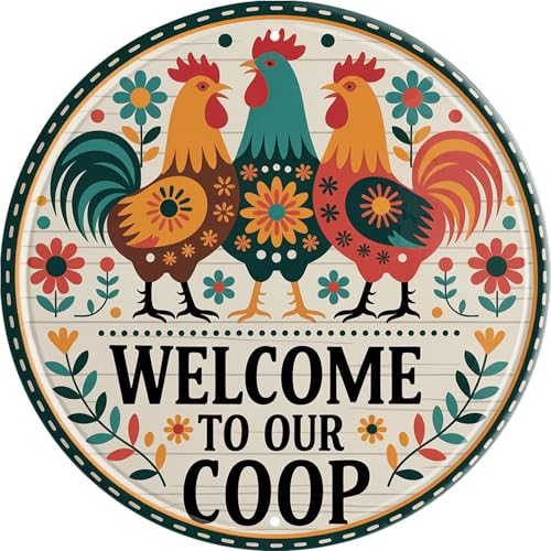 longzizhuer Welcome to Our Coop Metal Sign 8x8in Round