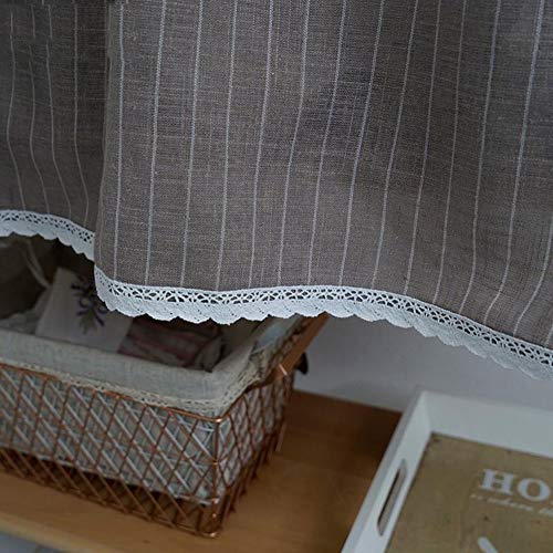 Media cortina de cocina de lino y algodón para separación de ambientes y ventanas bajas 5