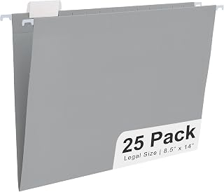 Y YOMA Legal Size - 25 Pack Colored Hanging File Folders Decorative Hanging Folder Cute Pretty File Folder for Filing Cabinet Office Home with 1/5-Cut Adjustable Tabs, Morandi Blue