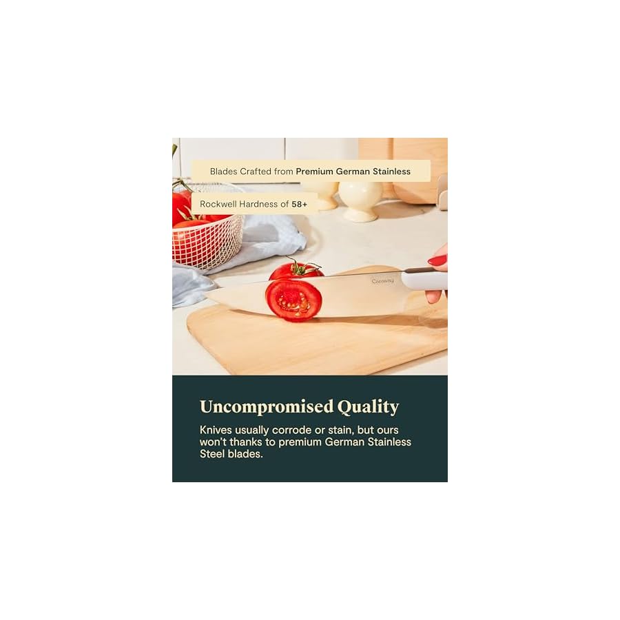 Caraway-14-Piece-Kitchen-Prep-Set-Kitchen-Knife-Set-Wooden-Utensil-Set-Made-With-Premium-German-Steel-Blades-FSC-Certified-Birch-Wood-Non-Toxic-Materials-Includes-Organizer-Grey Caraway 14-Piece Kitchen Prep Set - Kitchen Knife Set & Wooden Utensil Set - Made With Premium German Steel Blades & FSC-Certified Birch Wood - Non-Toxic Materials - Includes Organizer - Grey