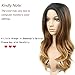 Lady Miranda Long Wavy Wig Ombre Black to Honey Blonde Wig for White Women Middle Part Heat Resistant Synthetic Hair Wig for Daily Use