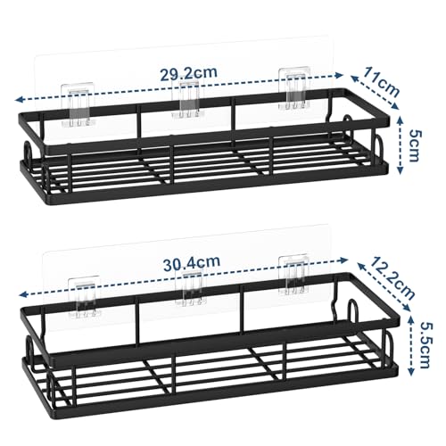 UUlioyer Shower Caddy, Shower Shelf No Drilling, Bathroom Accessory- Bath Storage for Shampoo (Black-2 Pack) - Cosy Home Interiors UUlioyer Shower Caddy, Shower Shelf No Drilling, Bathroom Accessory- Bath Storage for Shampoo (Black-2 Pack) - Image 2