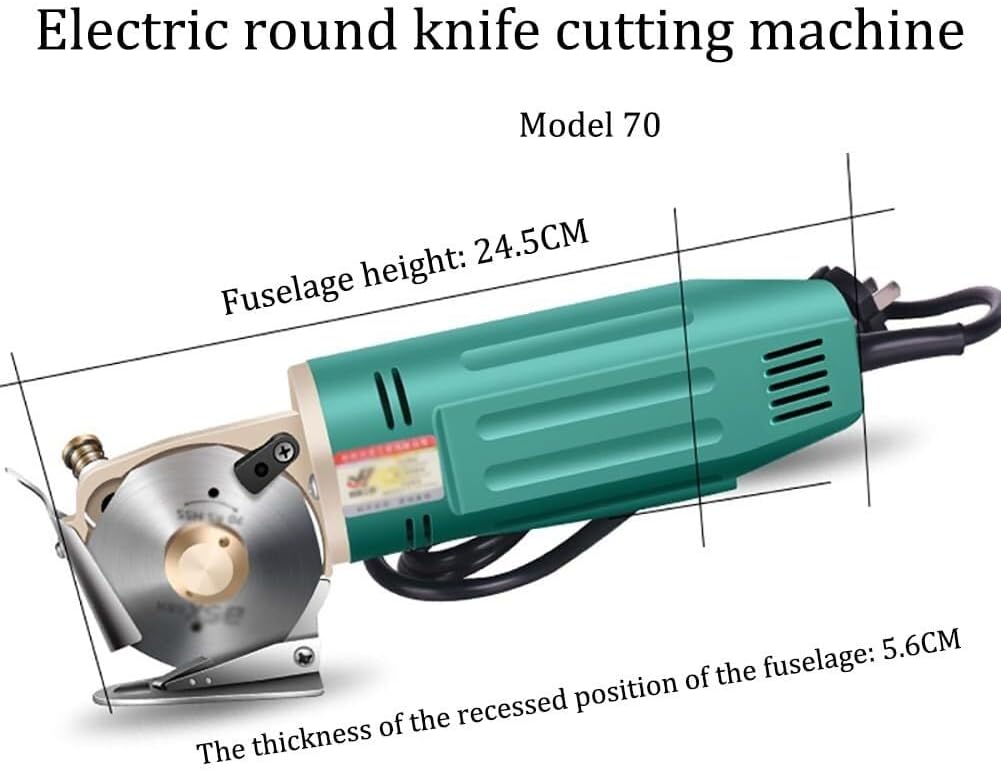 Portable electric rotary scissors, electric fabric cutter, automatic sharpening, blade length 70 mm, maximum trimming thickness 25 mm(5mwire)