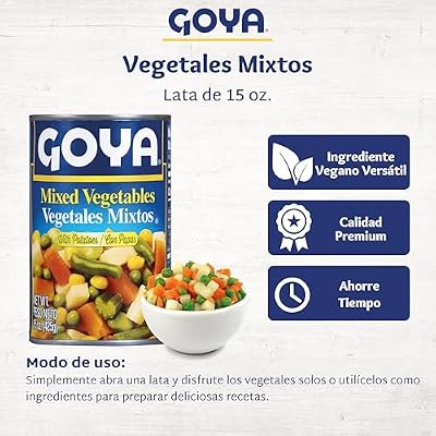 Goya Canned Mixed Vegetables Fresh, Ready-to-Use Blend with Carrots, Peas, Corn, and More, Perfect for Soups, Sides, and Recipes, 6-Pack (14.9 oz Cans)