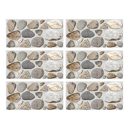 IMIKEYA 6 Feuilles De Galets Stickers Muraux Vinyle Auto- Adhésif Amovible Mur De Galets Peintures Murales pour La Cuisine Salle De Bains 30X15cm