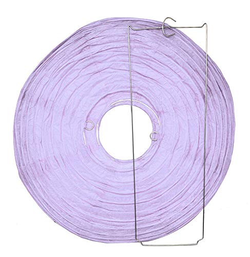 Image of Mudra Crafts 12 Inch Round Chinese Lavender Paper Lanterns Hanging Decor | 10 PCs, Reusable, Indoor Outdoor Decorative Lamp Shade, for Ceiling, Wedding, Shower, Party, Festival, Home Decoration