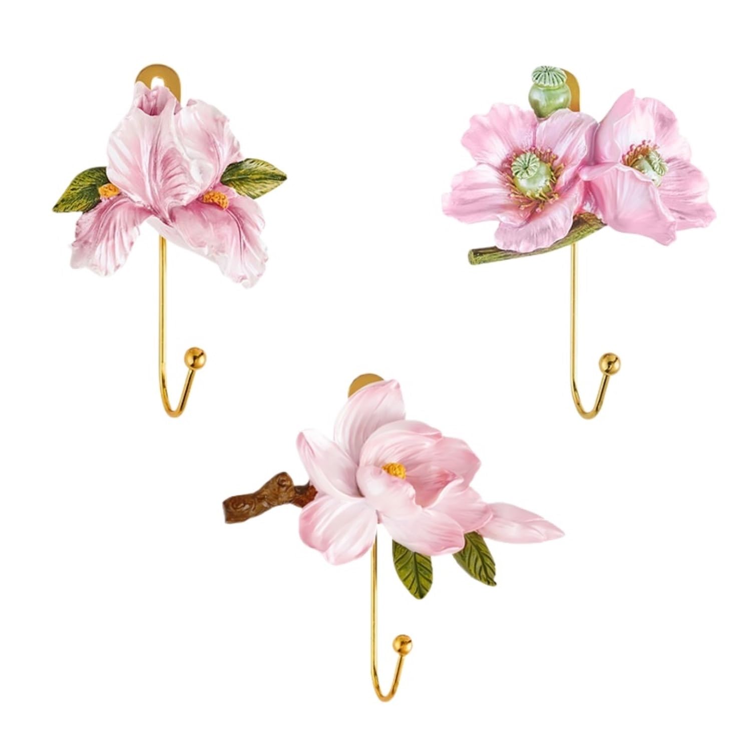 AZHKJKZH Coats Hooks Wall Mounted Resin Flower Wall Hooks Mounted for Hanging Coat Hat Key Towel Handbag Clothes Towel(B)